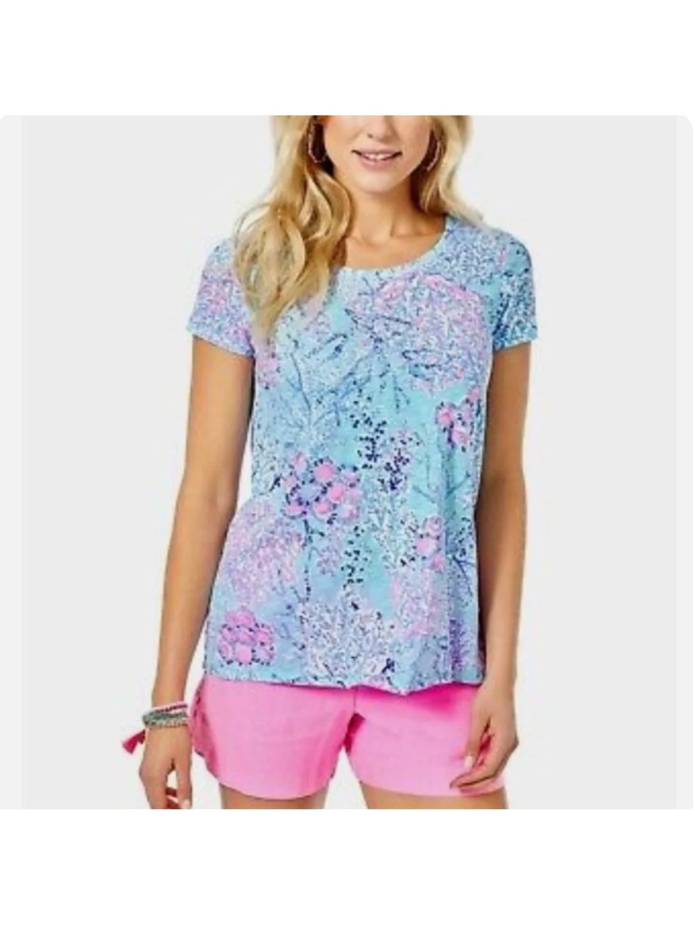 🆕 NWT Lilly Pulitzer Blue Ibiza Now You Sea Me Etta V-Neck Resort Preppy Tee
